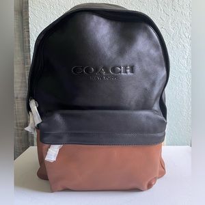 Coach Campus BackPack Color-block Leather SADDLE/BLACK # F72159